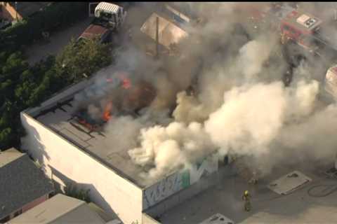 Fire crews battling one-story structure fire in downtown Los Angeles