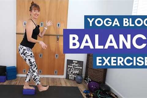 Yoga Block Balance Exercises - Quick Yoga Class Working Stability Strength and Knee Tracking