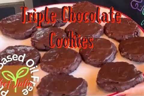 Triple Chocolate Cookies | whole food plant based | oil free | holiday cookies