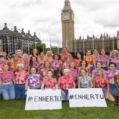 Loose Women star goes topless outside Parliament to advocate for cancer drug on NHS