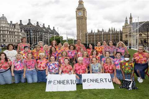 Loose Women star goes topless outside Parliament to advocate for cancer drug on NHS